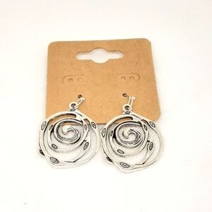 NEW Silver Tone Swirl Earrings Boho Whimsygoth Gypsy Fashion Jewelry